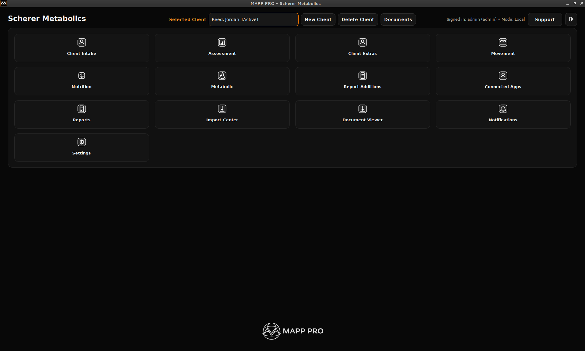 MAPP PRO main hub screenshot